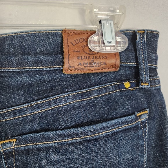 LUCKY BRAND Size 6 CATE BOOT Dark Blue Distressed Denim Boot Cut Jeans - Picture 6 of 13